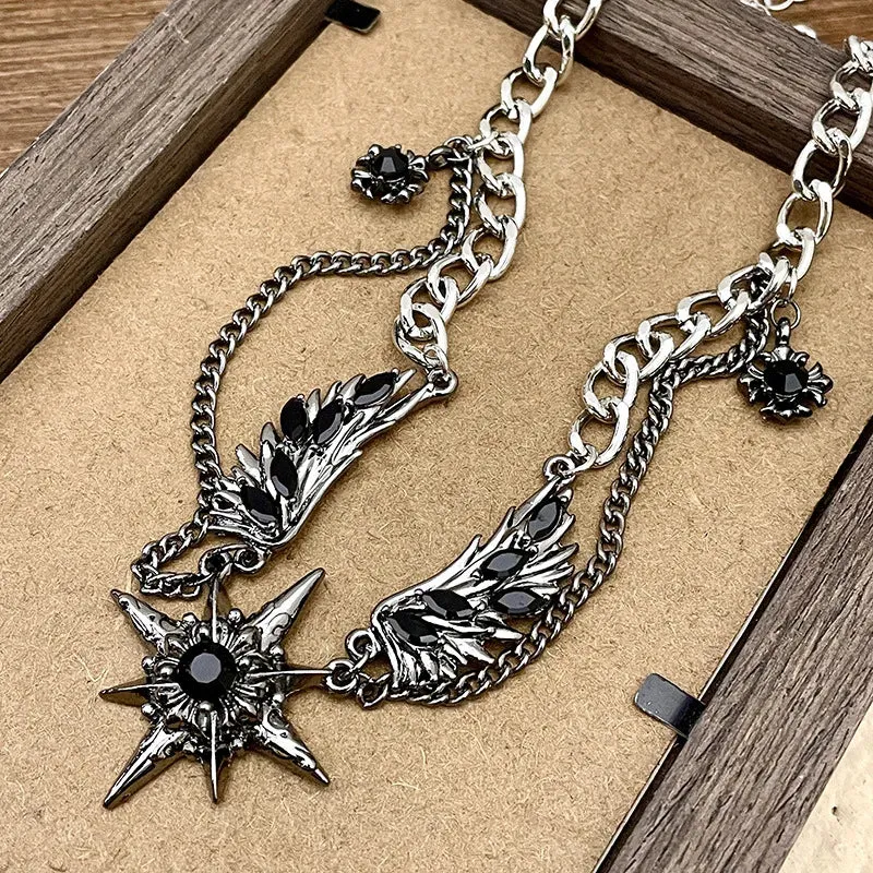 Punk Gothic Black Wings Choker