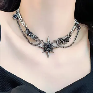 Punk Gothic Black Wings Choker