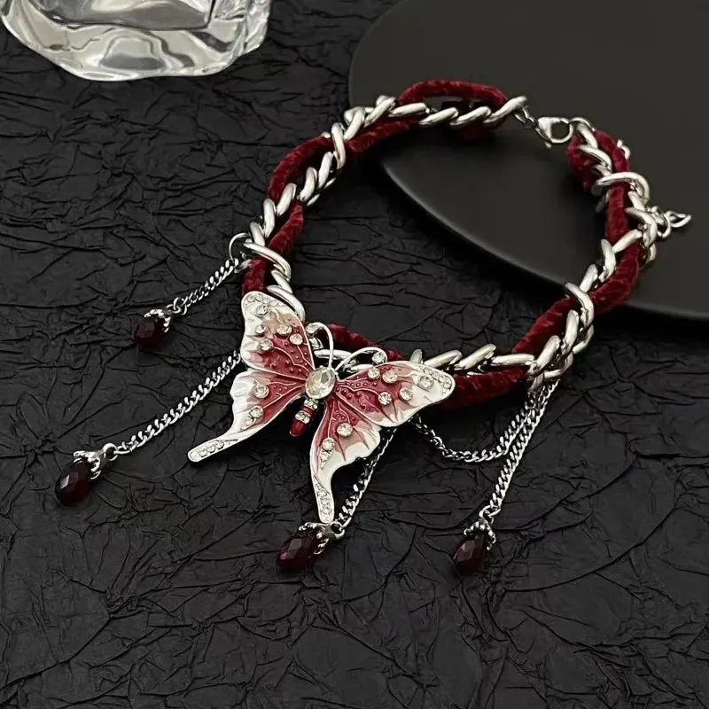 Punk Rock Goth Butterfly Necklace Choker