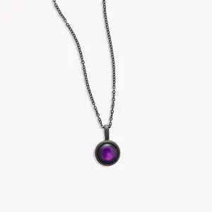 Purple Moon Sky Light Necklace in Black Matte