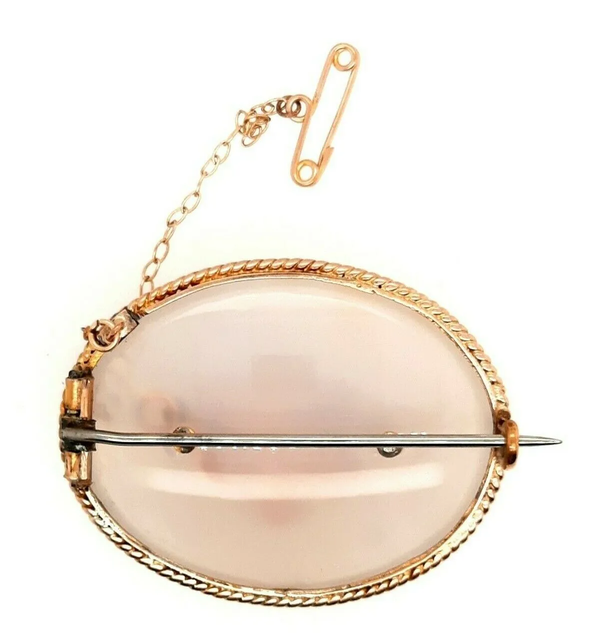 Quartz Gold Plated Brooch with Safety Chain & Pin