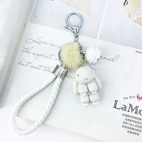 Rabbit Keychain Fluffy Fur Ball Key Chains for Women Bags Pendant Decoration Pom Poms Keyring Fashion Kids Easter Gifts