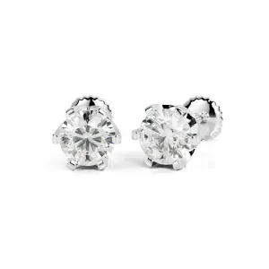 Radiant Charm Solitaire Earrings 3 Natural Diamonds in White Gold