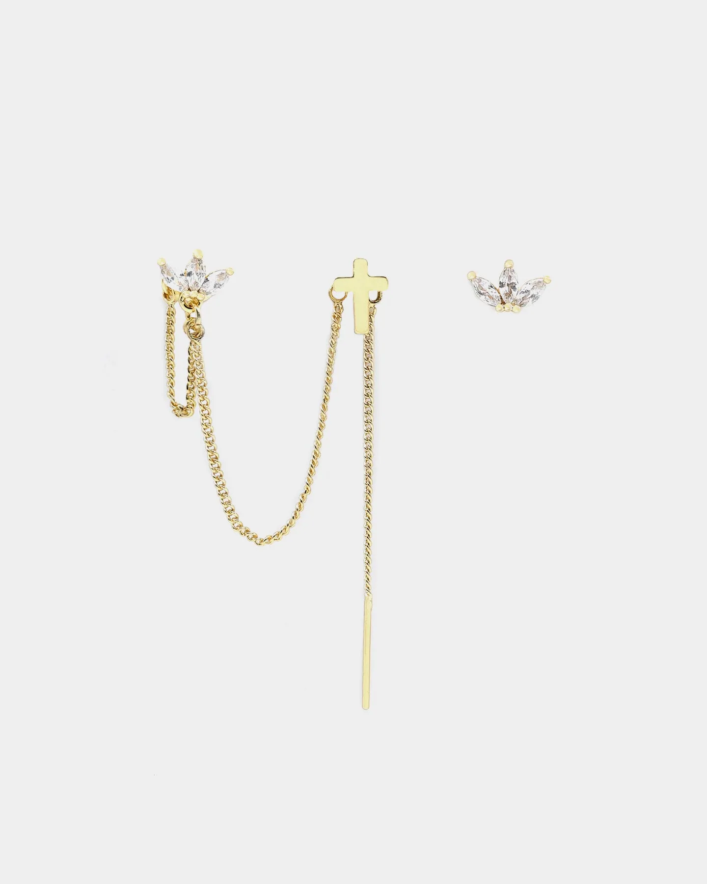 Raising Hell Women's Adina Cross Earrings Chain Iced Gold