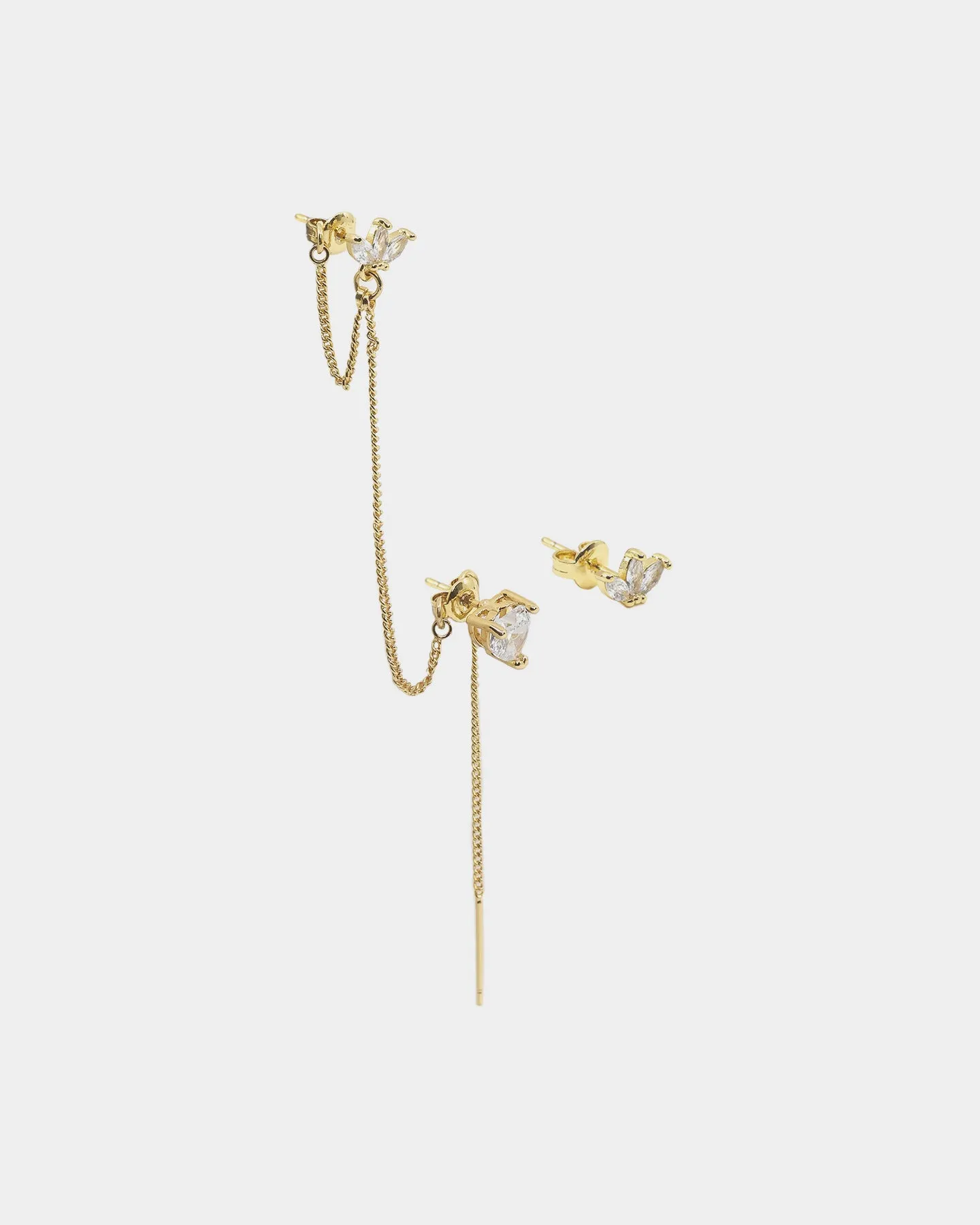 Raising Hell Women's Adina Heart Earrings Chain Iced Gold