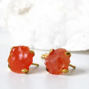 Raw Carnelian Agate Stud Earrings