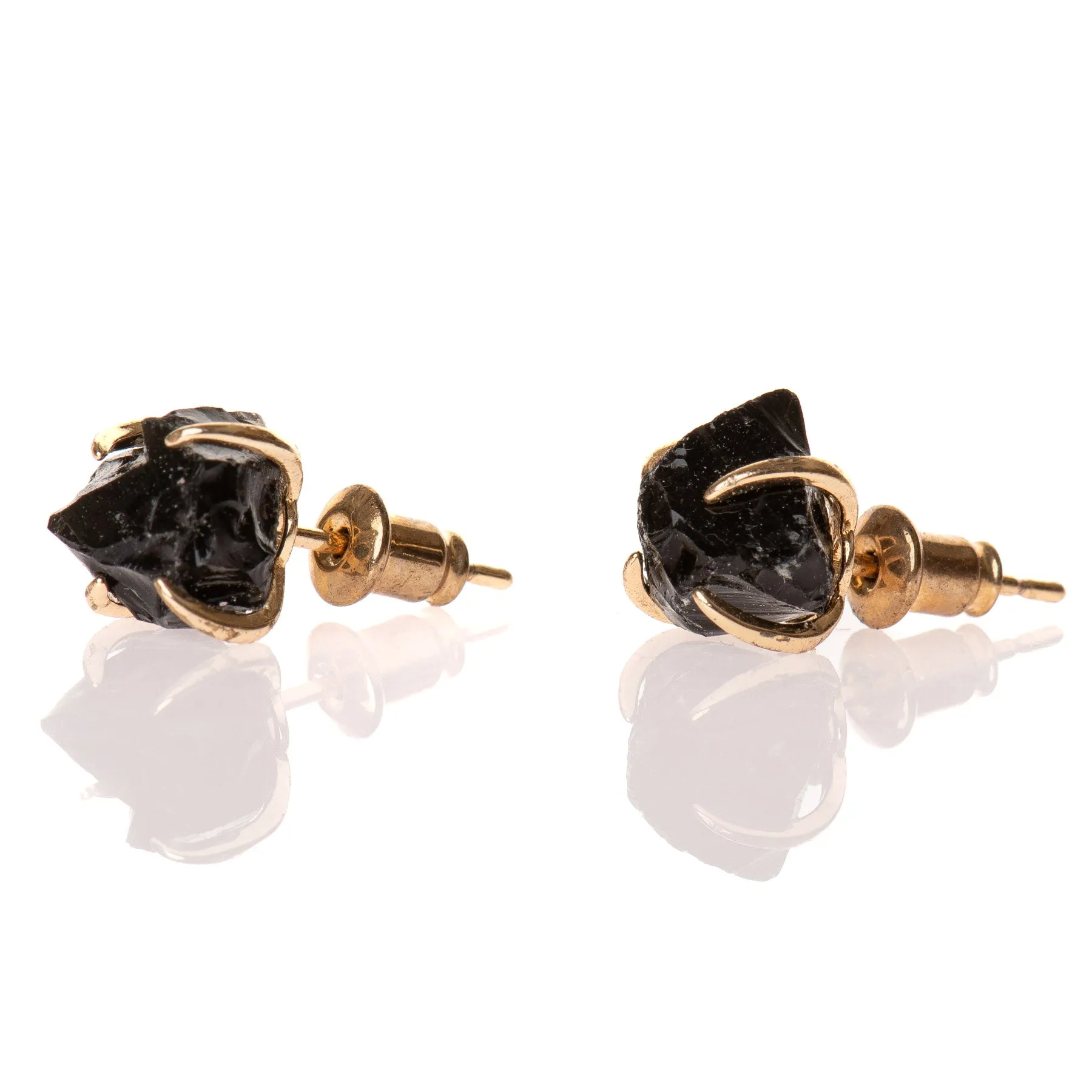 Raw Tourmaline Stud Earrings