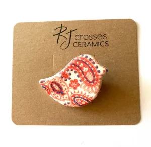 RJ Crosses Ceramic Brooch - Birds