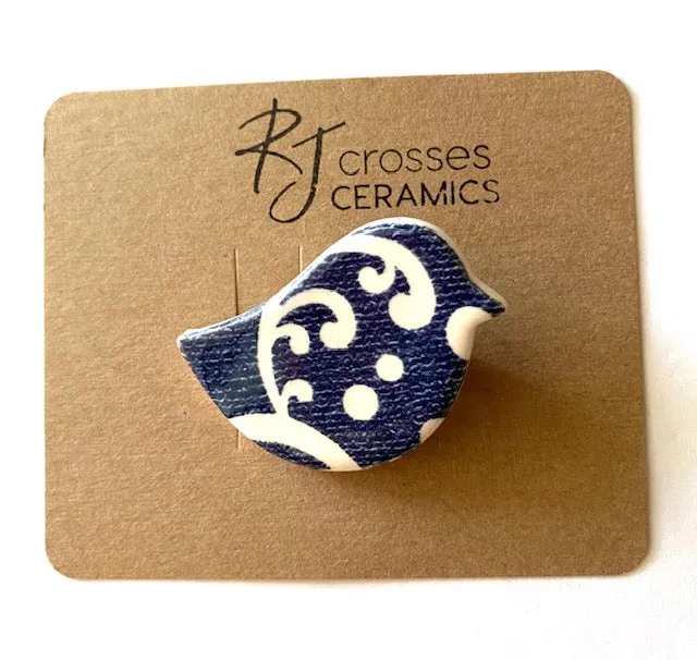 RJ Crosses Ceramic Brooch - Birds