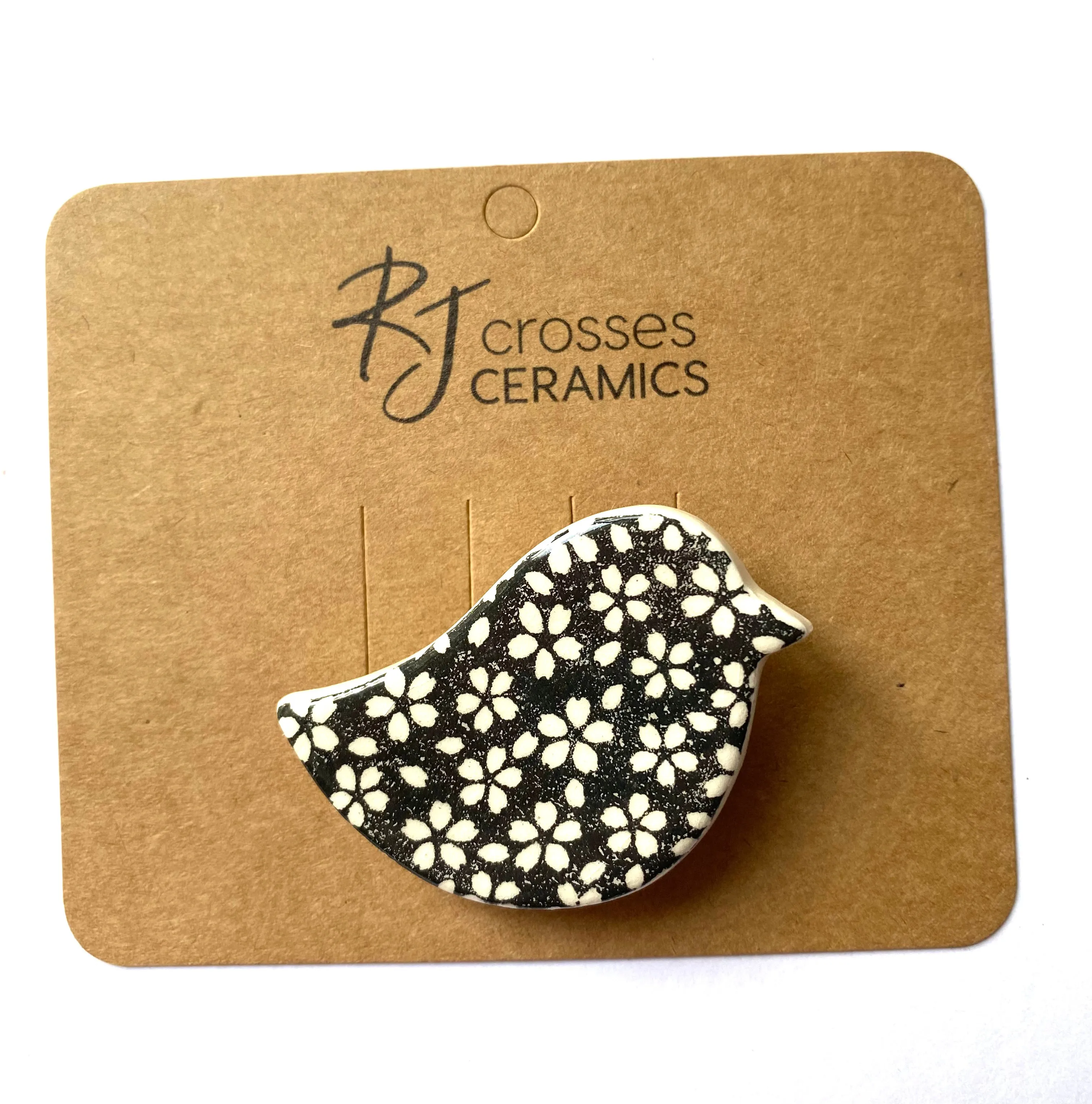 RJ Crosses Ceramic Brooch - Birds