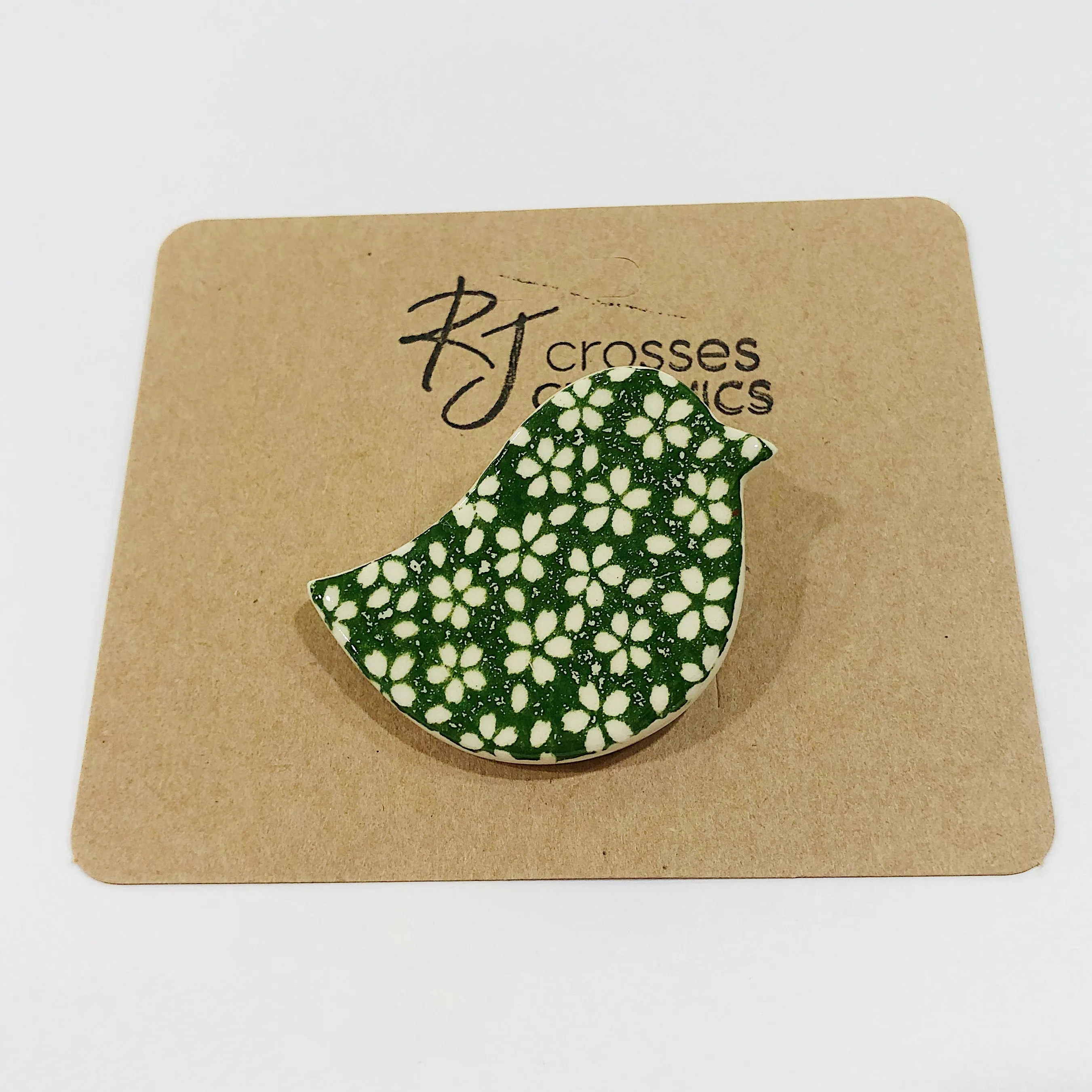 RJ Crosses Ceramic Brooch - Birds