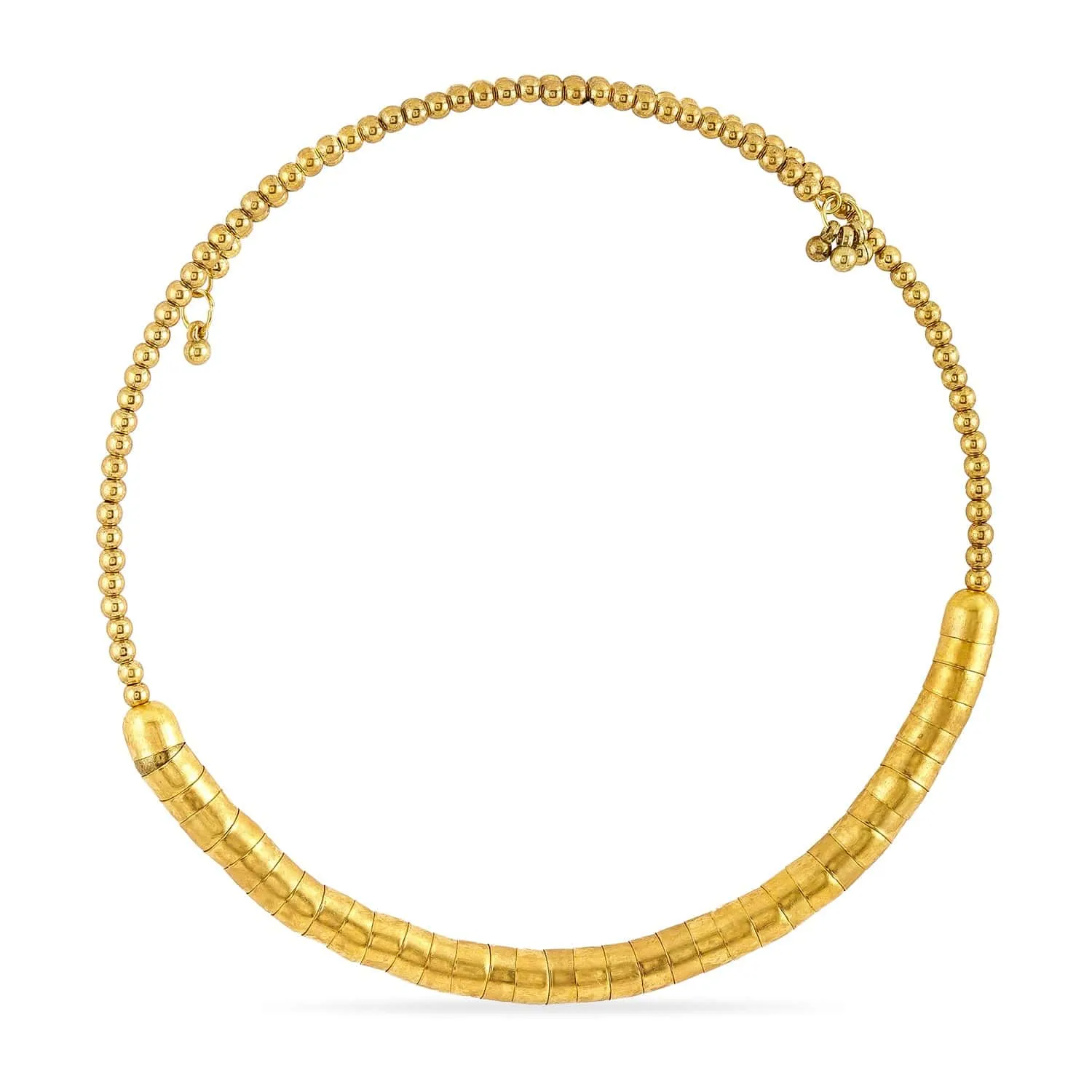 Rubans 18K Gold-Plated Textured Bead Statement Choker Necklace