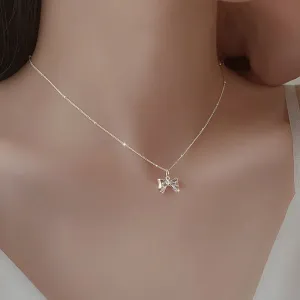 S925 Sterling Silver Bow Necklace