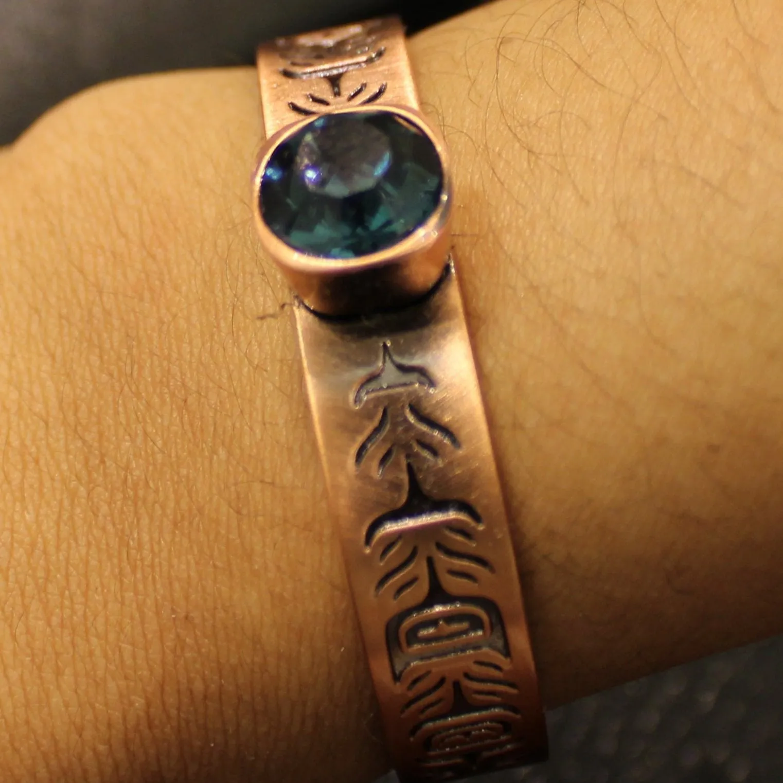 Sacred Feather with Midnight Blue Crystal Bracelet