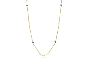 Sapphire and Pearl Gold Station Necklace