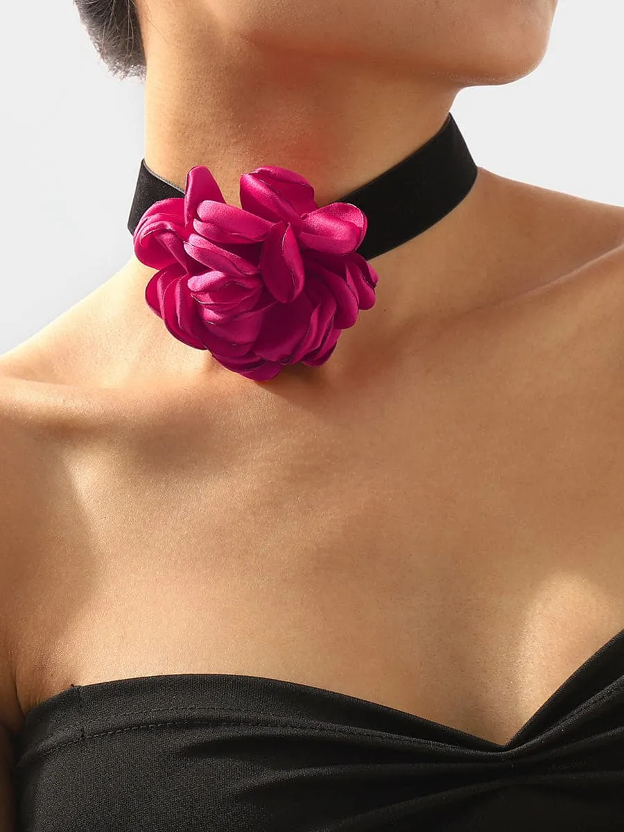 Serving Chic Style Rosette Flower Choker Necklace MSE00167