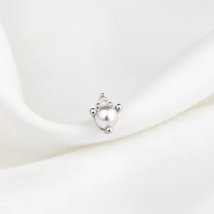 Silver Delicate Sparkling Pearl Stud