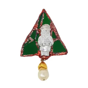 SILVER SANTA BROOCH