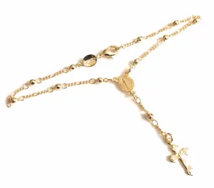 Small Rosary Bracelet 18K Gold Plated Ball Chain Mini Rosaries