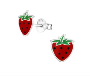 Strawberry Silver Ear Studs - Elegant and Sweet Jewelry for Any Occasion