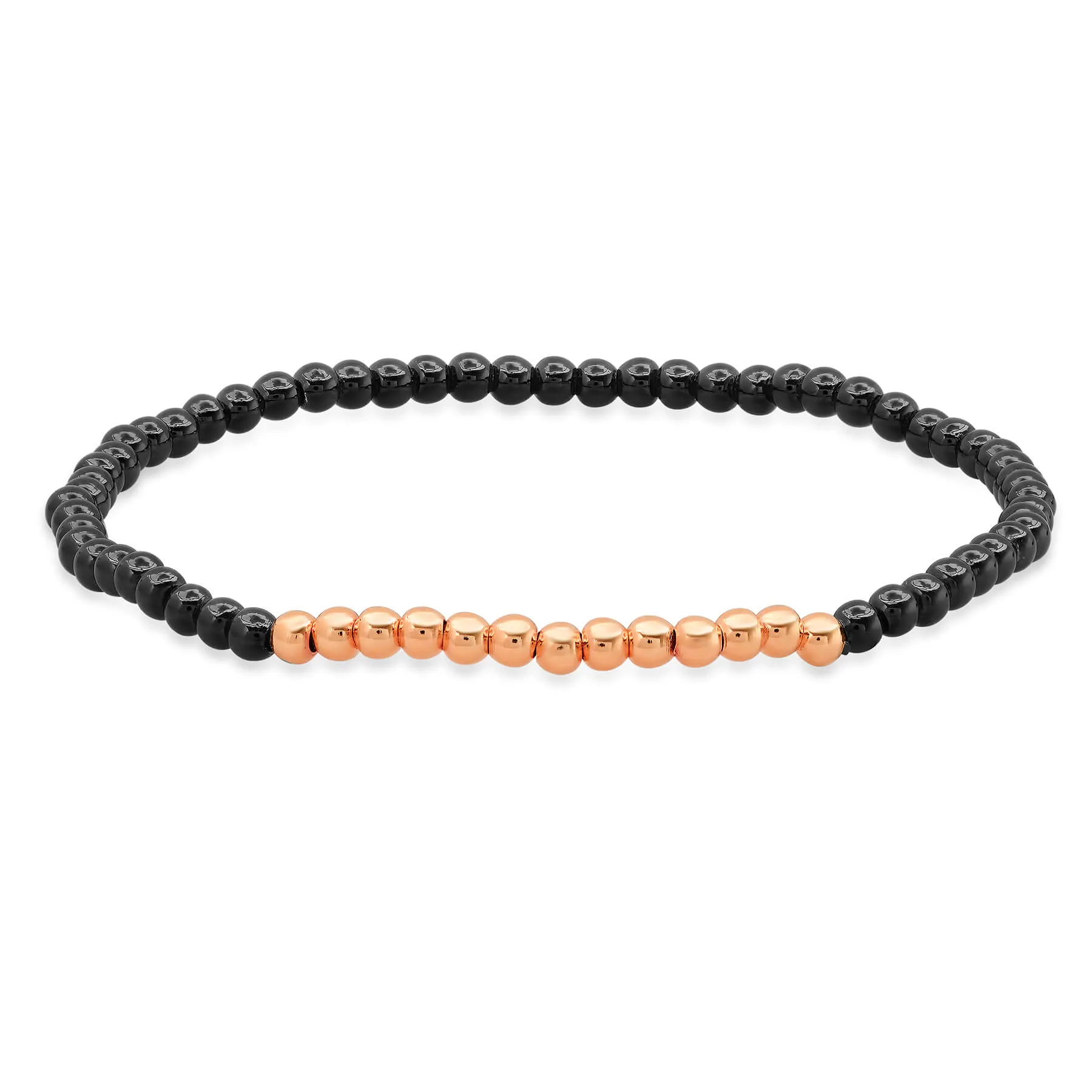 STRETCH BRACELET, BLACK & ROSE GOLD