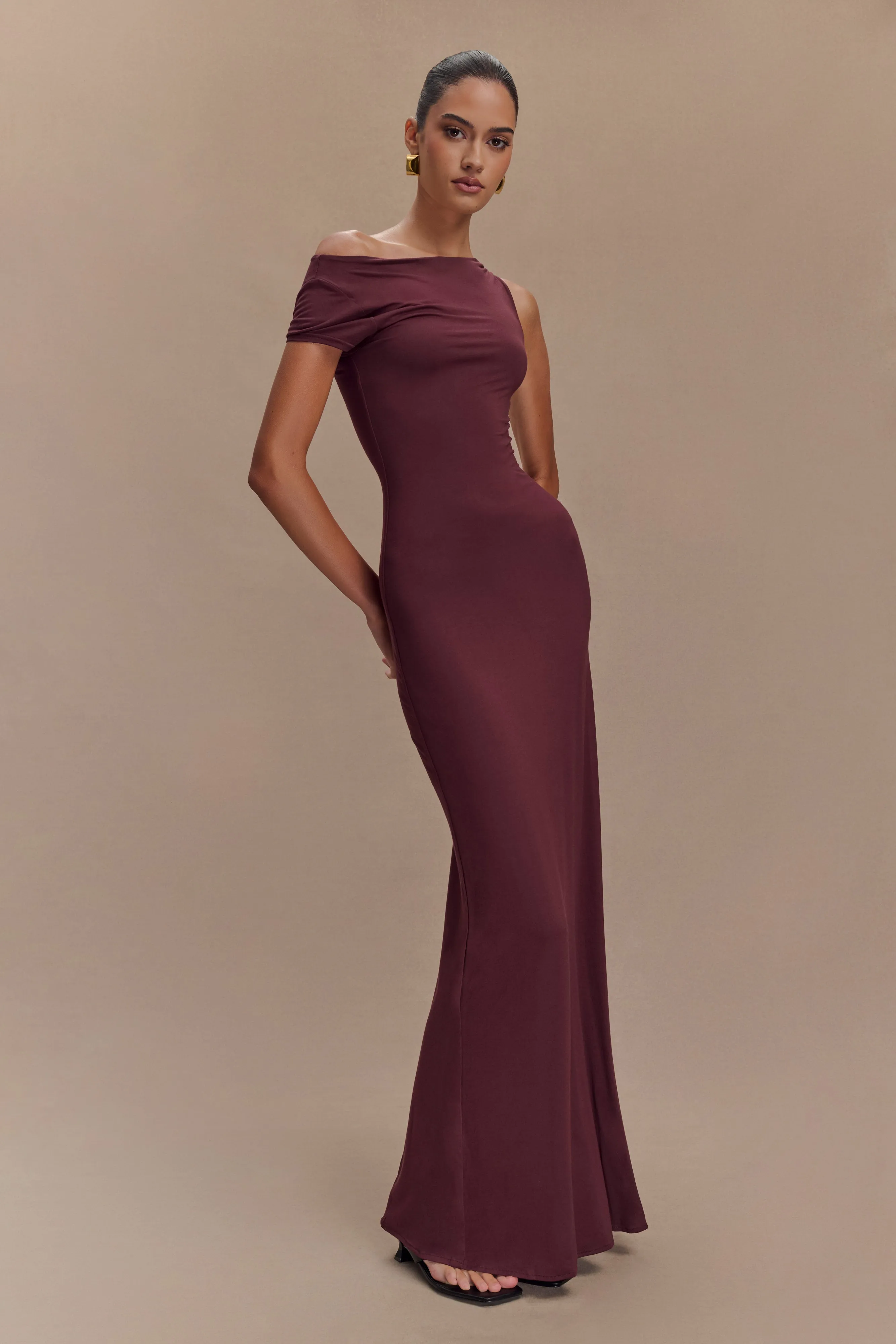 Tamsin Short Sleeve Modal Maxi Dress - Mahogany