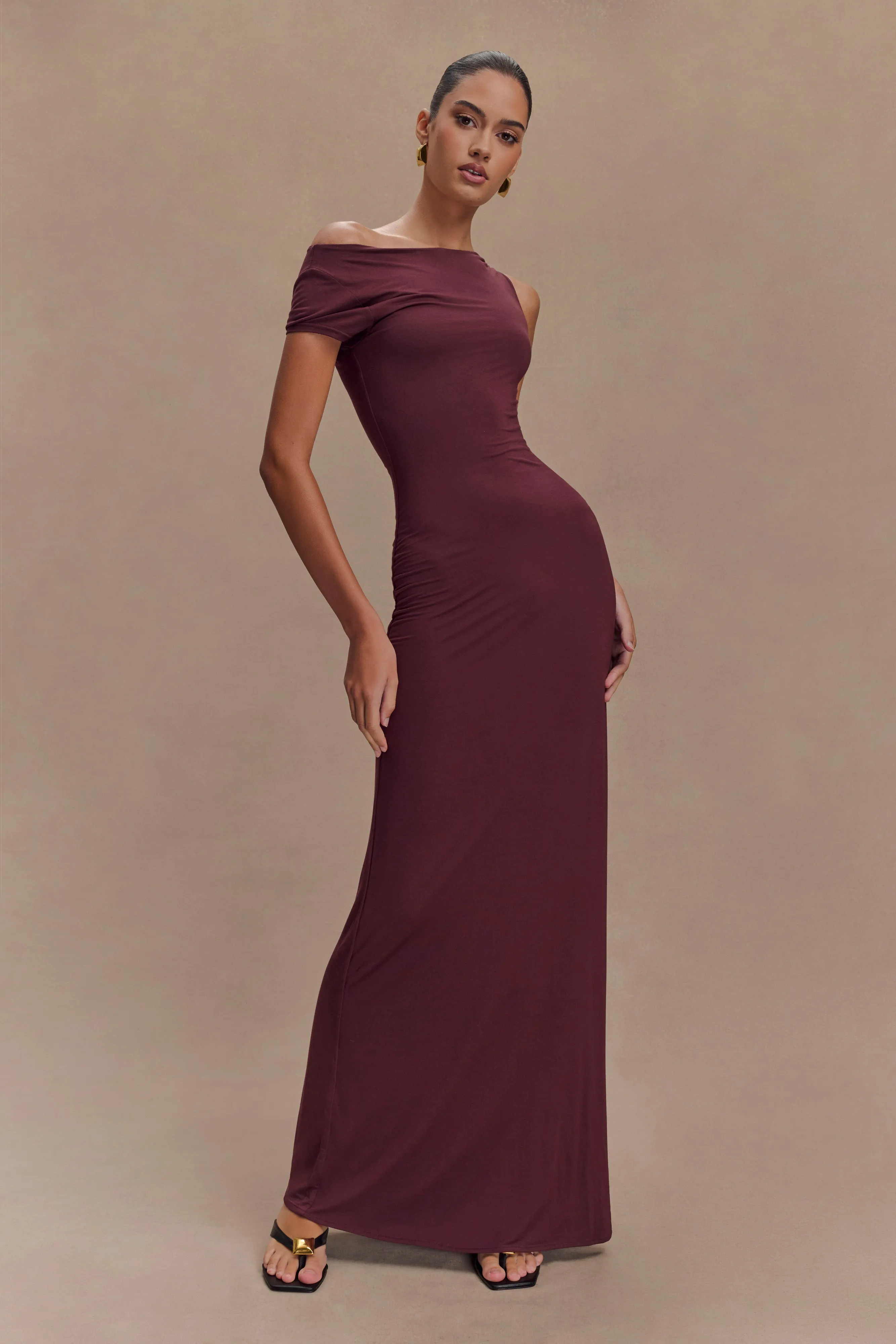 Tamsin Short Sleeve Modal Maxi Dress - Mahogany