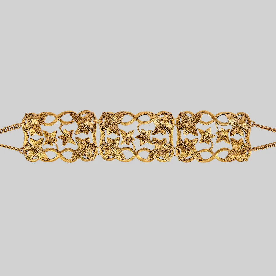 THORA. Climbing Ivy Wide Choker - Gold