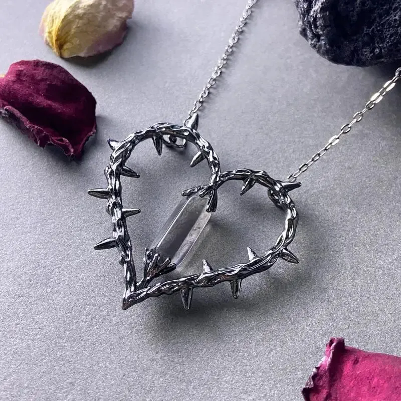 Thorn Heart Crystal Pendant Necklace