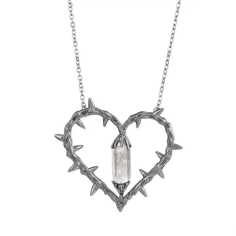 Thorn Heart Crystal Pendant Necklace