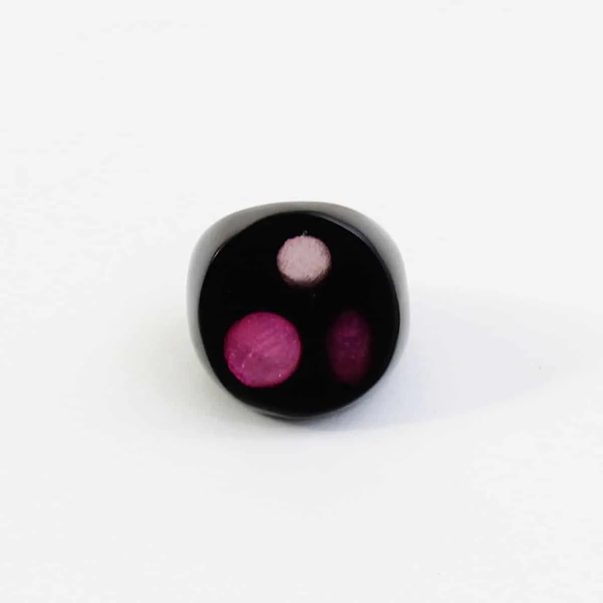 Three Dot Pink and Black Ring