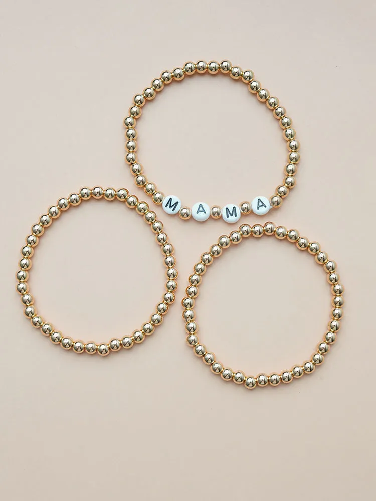 Three Piece Minimalist MAMA Pearl Bracelets