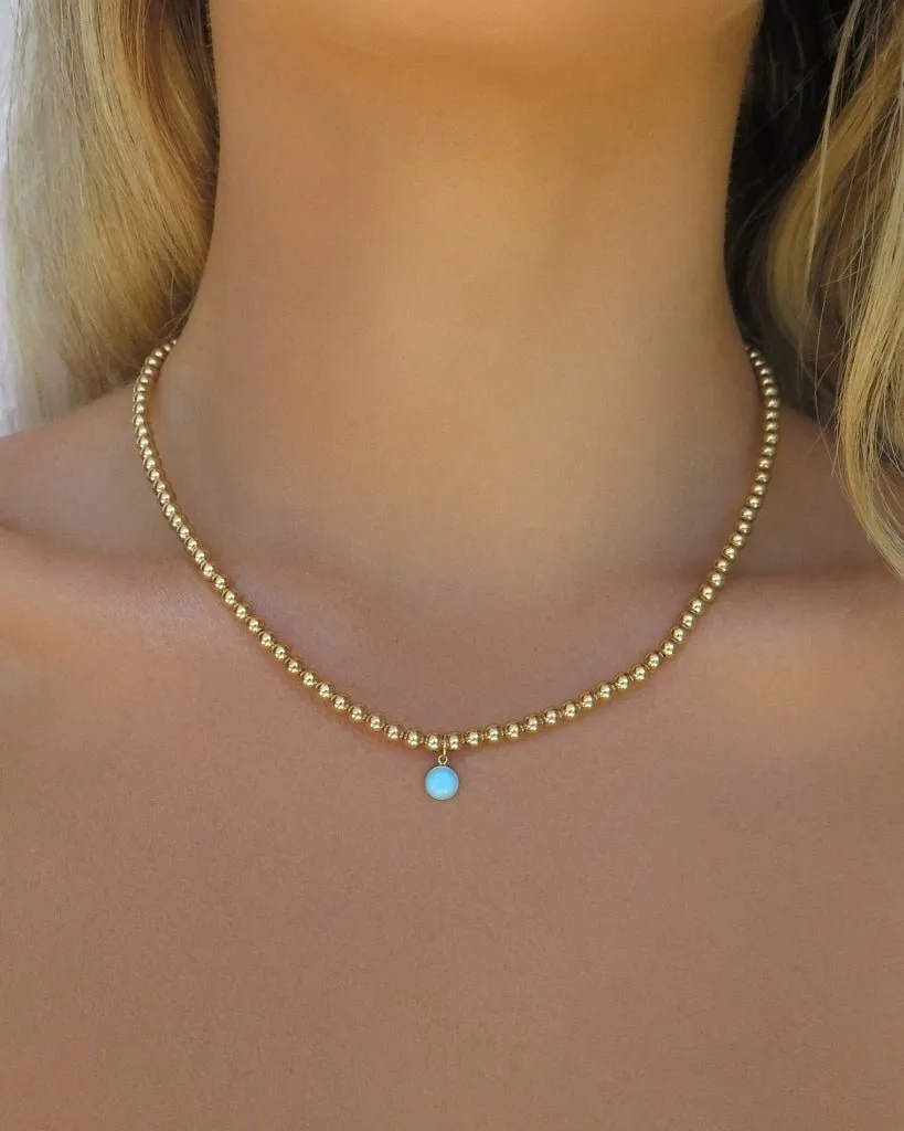 Turquoise Beaded Necklace  - 14k Yellow Gold Fill