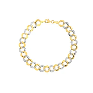 Two-Tone Flat Round Link Stampato Bracelet