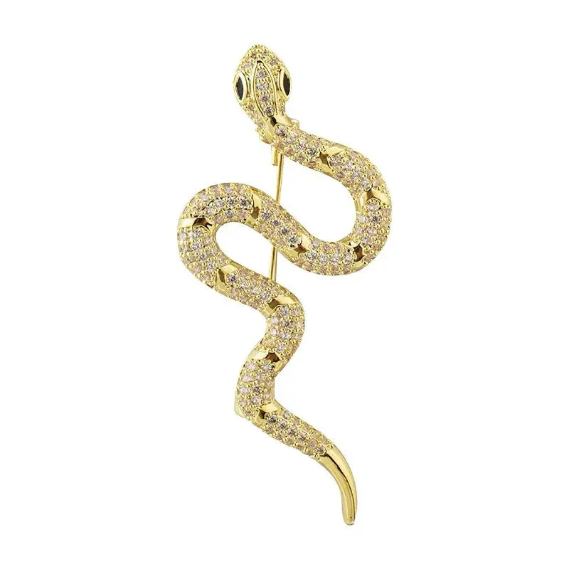 Unique Design Silver Color Snake Brooches for Women Men Unisex Full of Rhinestone Metal Snake Animal Luxury Pins Badge Jewelry