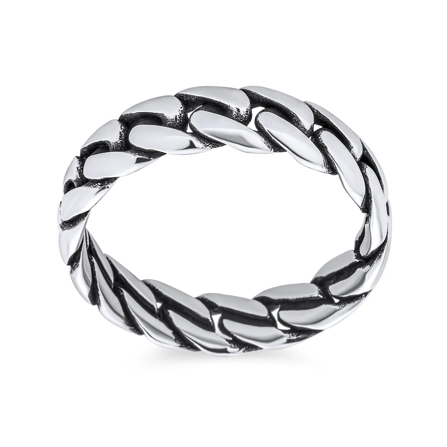 Unisex Braided Celtic Eternity Band Knot Sterling Silver Ring