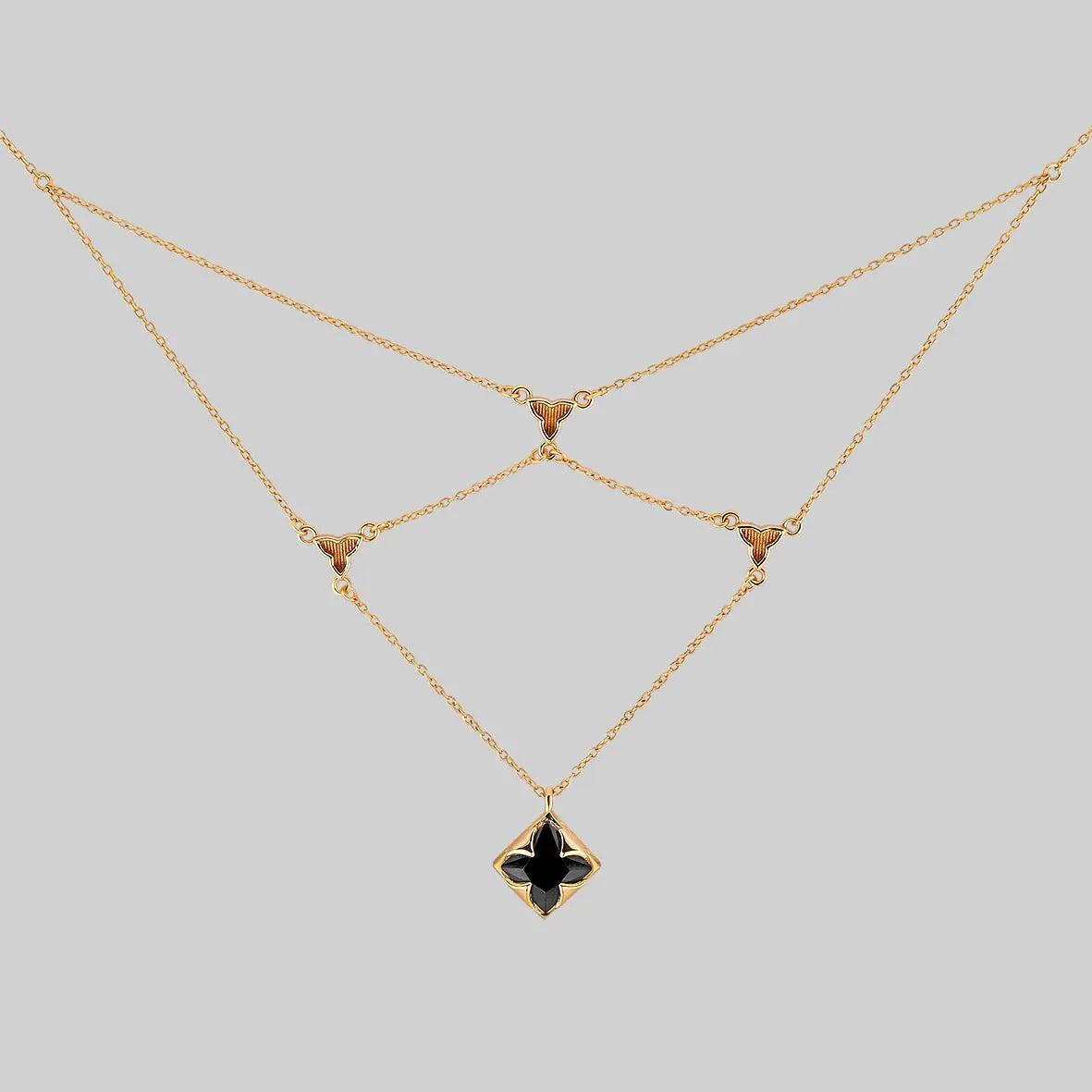 VAULT. Square Onyx Layered Choker - Gold