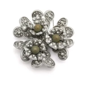 Vintage Celluloid Brooch Gray w/ Green Centers 1930s