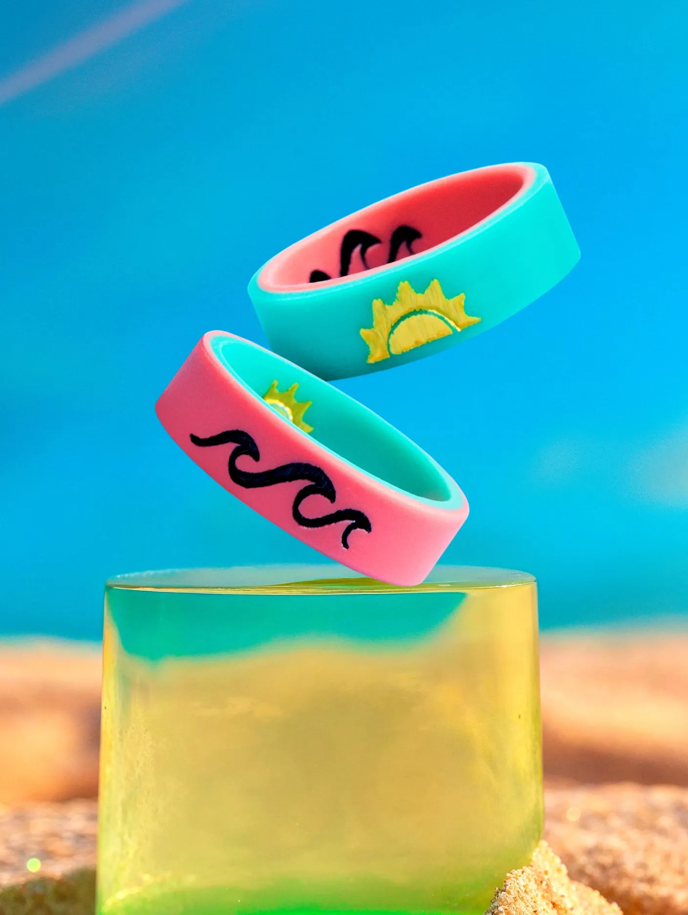 Women's Waves Teal/Coral Switch Ring