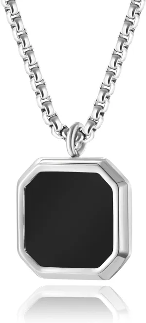 Yellow Chimes Pendant for Men and Boys Fashion Black Pendants For Men | Geometric Square Shaped Pendant Necklace | Stainless Steel Hip Hop Pendant Chain for Men| Birthday Gift for Men & Boys