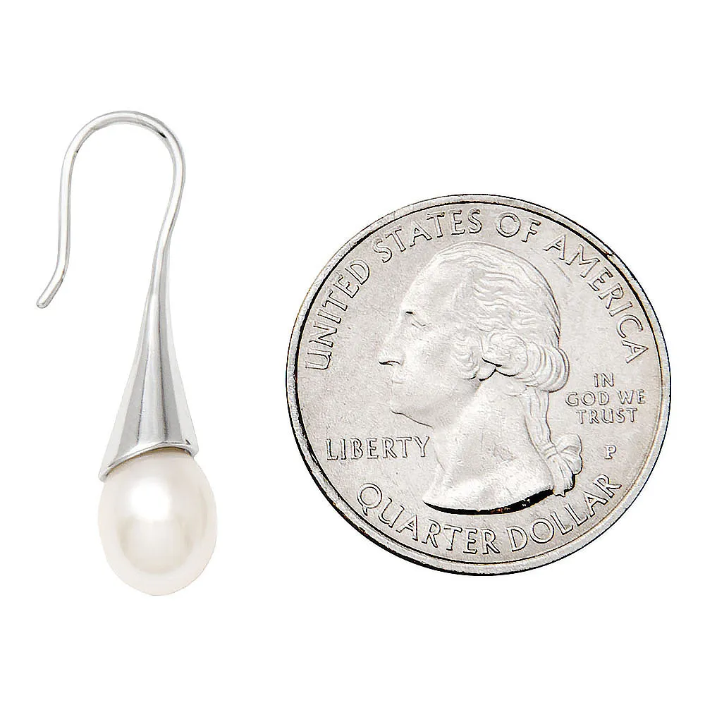 Your Choice: Sterling Silver Freshwater Pearl Hook-Backed Teardrop Drop Earrings - OR - Matching Freshwater Pearl Pendant & Necklace - OR – Gift Set of All Three