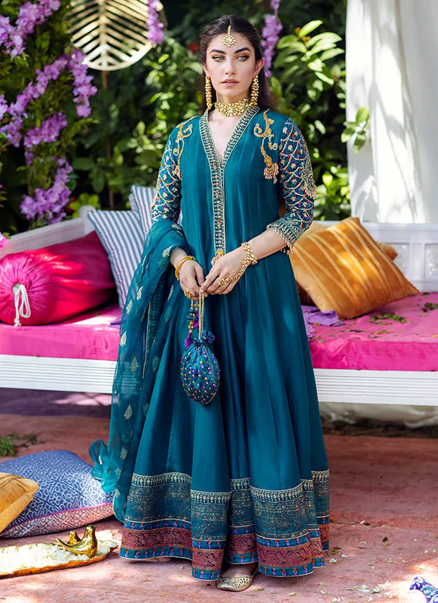 Zaira Teal Kalidaar and dupatta