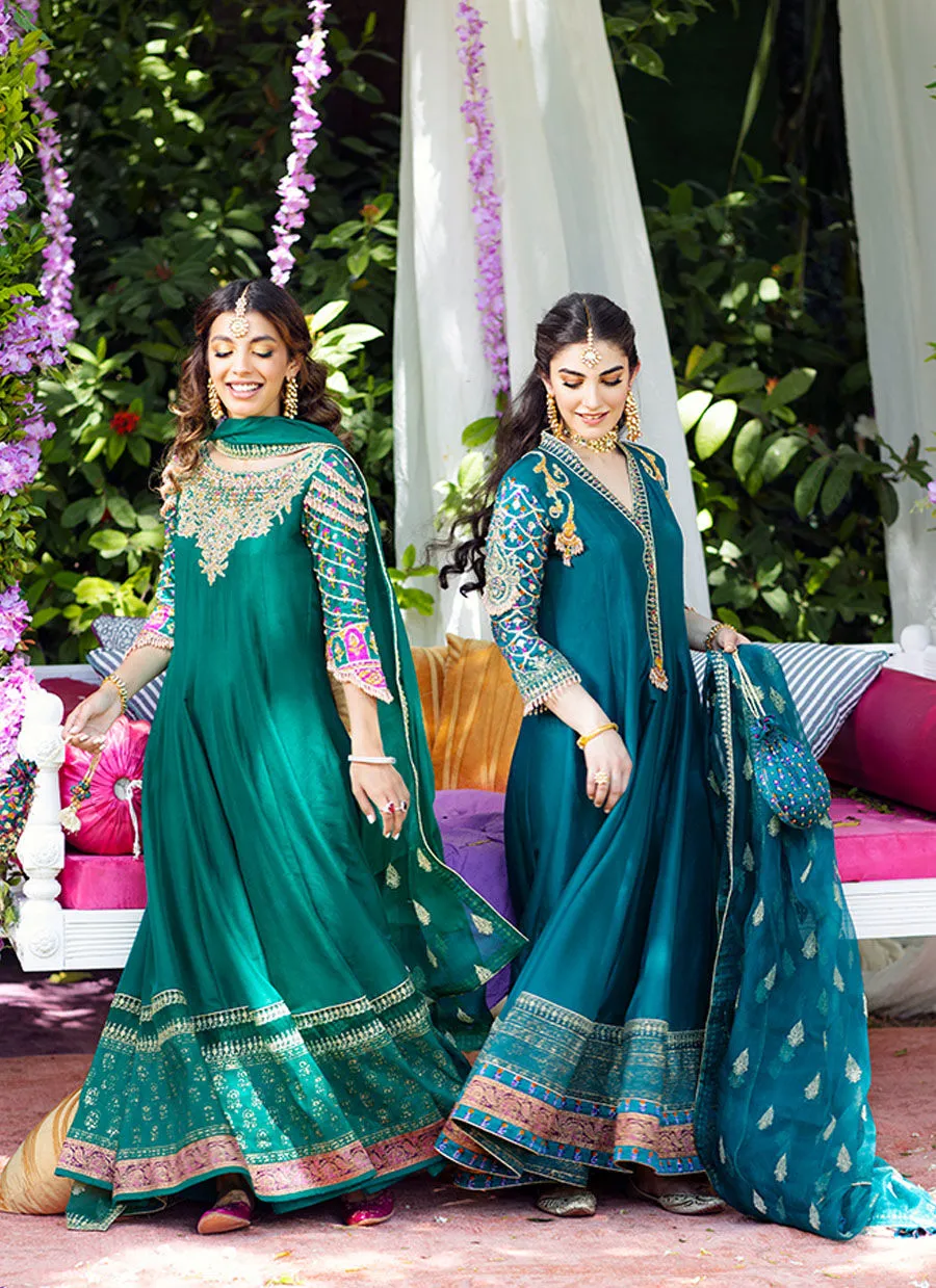 Zaira Teal Kalidaar and dupatta