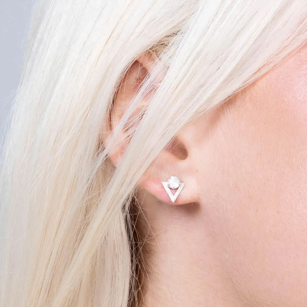 Zoe & Morgan Violet Stud Earrings - Sterling Silver & Rose Quartz